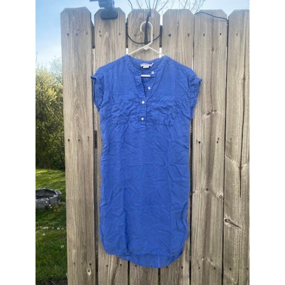 Vineyard Vines Blue Tencel Cap Sleeve Henley Shirt Dress Womens Size 6 - Picture 4 of 6
